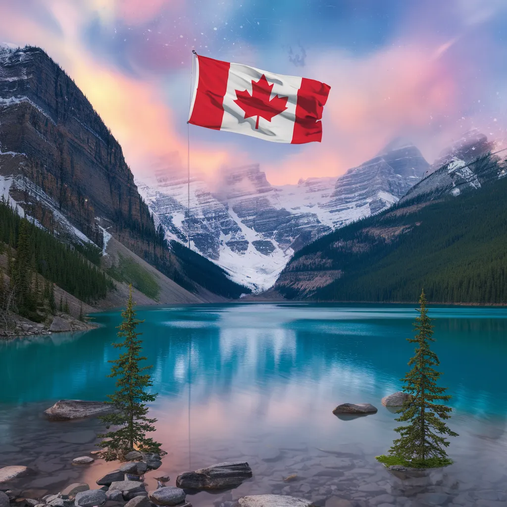 Our mission - Beautiful Canadian landscape with flag